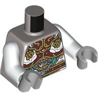 Torso, Gold/Dark Red/Dark Turquoise Asian Decorations print, White Arms, Light Bluish Gray Hands Mattsilber