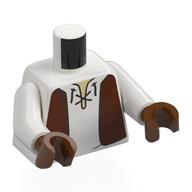 Torso, White Tunic, Reddish Brown Vest print, White Arms, Reddish Brown Hands Weiß