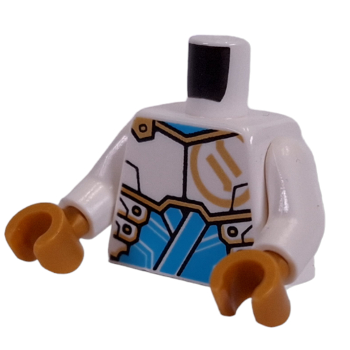 Torso, Gold Asian Symbol, Gold/Dark Azure Armor print, White Arms, Pearl Gold Hands Weiß