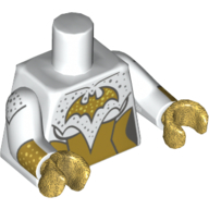 Torso Armor, Gold Panels, Gold Batgirl Logo Print, White Arms with Gold Cuffs Print, Pearl Gold Hands White
