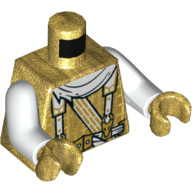 Torso Robe, White Straps and Scarf Print, White Arms, Pearl Gold Hands Perlgold