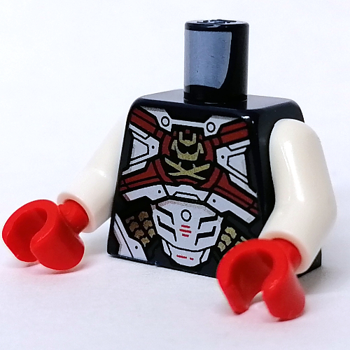 Torso Armor with White and Red Panels, Gold Symbol print, White Arms, Red Hands Dunkelblau