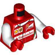 Torso Racing Jacket with Shell, UPS, Ferrari, Puma and Red Santander Logo / Ferrari Logo Back Print, White Arms, Red Hands Rot
