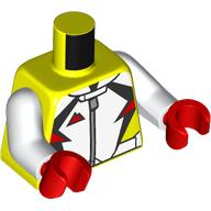 Torso, White Racing Suit, Black Decorations, Red Mountains Logo, Zipper print, White Arms, Red Hands Leuchtgelb
