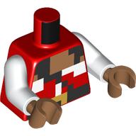 Torso, Pixelated Pirate Shirt, White Collar, Black Strap, Gold Belt Buckle print, White Arms, Medium Nougat Hands Red
