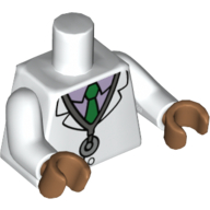 Torso Jacket, Green Tie, Lavender Shirt, Stethoscope Print, White Arms, Medium Nougat Hands White