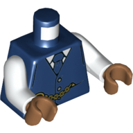 Torso Vest, Dark Blue Tie, White Shirt, Pocket Watch Chain Print, White Arms, Medium Nougat Hands Dark Blue