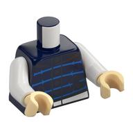 Torso, Vest, Dark Azure Stripes, White Belt print, White Arms, Tan Hands Dark Blue