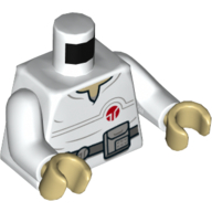 Torso Tunic, with Red Circle, Tan Neck, Dark Bluish Gray Belt with Device Print, White Arms, Tan Hands White