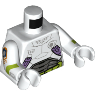 Torso Spacesuit, Dark Bluish Gray Panels, Lime Utility Belt Print, (Izzy Hawthorne) White Arms and Hands with Lime Stripe and Control Panels Print Weiß