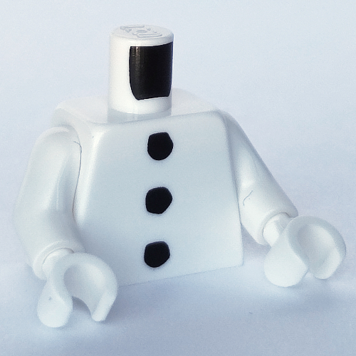 Torso, 3 Black Coals print (Snowman), White Arms and Hands Weiß