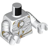 Torso, Light Bluish Grey Wrappings, Gold Crest, Belt print, White Arms and Hands Weiß