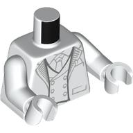 Torso, Tuxedo, White Vest, Shirt, Light Bluish Grey Trim, Buttons, Tie print, White Arms and Hands Weiß