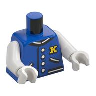 Torso, Jacket, White/Black Trim, Yellow 'K' print, White Arms and Hands Blue