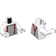 Torso, Black Thin Stripes, Red Suspenders Front and Back Print, White Arms and Hands White
