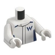 Torso, Racing Suit, Dark Blue Markings, 'W' print, White Arms and Hands White