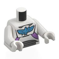 Torso, Space Suit Armor, Dark Azure Falcon, Lavender/Dark Bluish Grey Markings print, White Arms and Hands Weiß