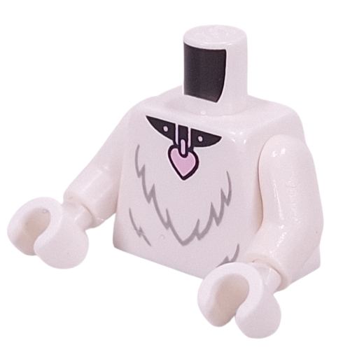 Torso, Fur, Bright Pink Heart Pendant print, White Arms and Hands Weiß