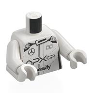 Torso, Race Suit, Mercedes Logo, 'intensify', 'APXGP' print, White Arms and Hands Weiß