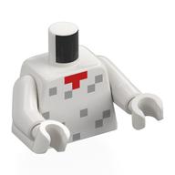 Torso, Light Bluish Grey Squares, Pixelated Red Tie print, White Arms and Hands Weiß