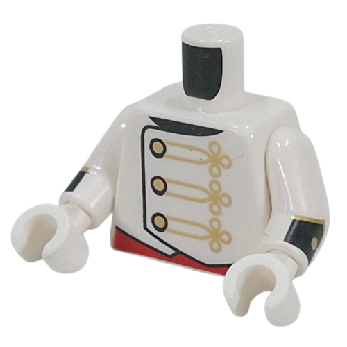 Torso, Marching Band Uniform, Gold Buttons, Chains, Black Cuffs print, White Arms and Hands Weiß