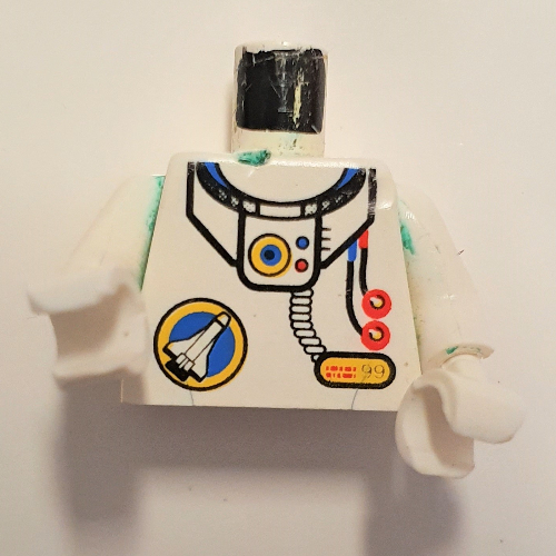 Torso Space Port Logo, Tube and Two Red Buttons Print, White Arms and Hands White