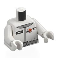 Torso, Space Suit, Classic Space Logo, Black Tag, Light Bluish Grey Belt print, White Arms and Hands White