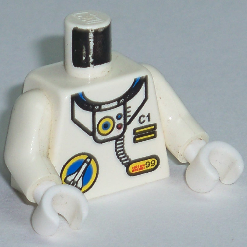 Torso Space Port Logo, Tube and 'C1' with Two Yellow Bars Print, White Arms and Hands Weiß