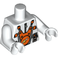 Torso Astronaut with Orange and Silver Print, White Arms and Hands Weiß