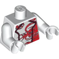 Torso Racing Jacket with Red Dragon Print, White Arms and Hands White