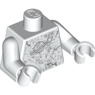 Torso Classic Space Logo with Marbling and Cracks Print, White Arms and Hands White