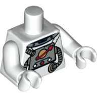 Torso Spacesuit with Space Logo and Tubes Print, White Arms and Hands White