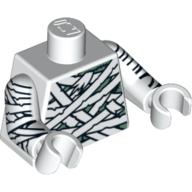 Torso White and Green Bandage Wrapping Print, White Arms and Hands with Bandages Print White