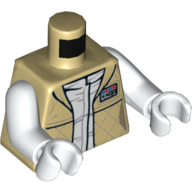 Torso Checkered Jacket with White Undershirt with Creases Print (Leia), White Arms and Hands Beige