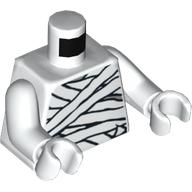 Torso Glow in Dark Mummy Wrapping Print, White Arms and Hands White