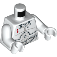 Torso Armor with Plates with Concentric Circles, Wires, and 2 Red Dots Print, White Arms and Hands White