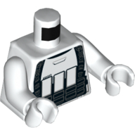 Torso Armor with Black Straps Print, White Arms and Hands Weiß