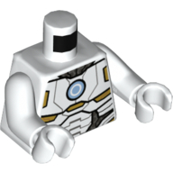 Torso Armor with Light Blue Circle / 2 Gold Circles print, White Arms and Hands White