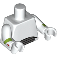 Torso Spacesuit with 3 Dark Bluish Gray Vents at Waist print, White Arms and Hands with Lime Elbow Stripes and Red Spot on Right Wrist Print White