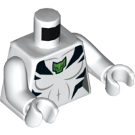 Torso Muscles, Black Tiger Stripes, Green Tiger Head Print, White Arms and Hands White
