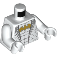 Torso Disco Tuxedo, Gold Batman Logo on Shirt Print, White Arms and Hands White