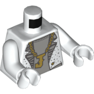 Torso Tuxedo, Gold Chain with 'J' Print (Joker), White Arms and Hands Weiß