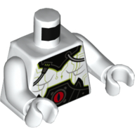 Torso Bare Chest, Black Collar and Belt with Tubes and Red Circle (Eye) Print, White Arms and Hands White