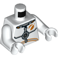 Torso Space Suit, Gray Chest Device, Orange Mars Exploration Logo Print, White Arms and Hands White