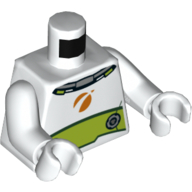 Torso Space Suit with Orange Emblem and Lime Panel Print, White Arms and Hands Weiß