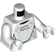 Torso Armor with Red Markings and Black Characters Print (Jet Trooper), White Arms and Hands White