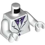 Torso Jacket, Medium Lavender Shirt, and Tie Print, White Arms and Hands Weiß