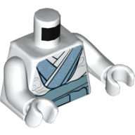Torso Robe, Medium Blue Trim, Sand Blue Belt Print, White Arms and Hands White