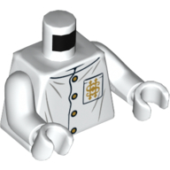 Torso Robe with Gold Buttons and Pocket with Gold Emblem Print, White Arms and Hands White