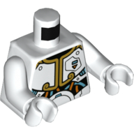 Torso Armor, Gold Trim, Coral and Dark Turquoise Circuitry Print, White Arms and Hands Weiß